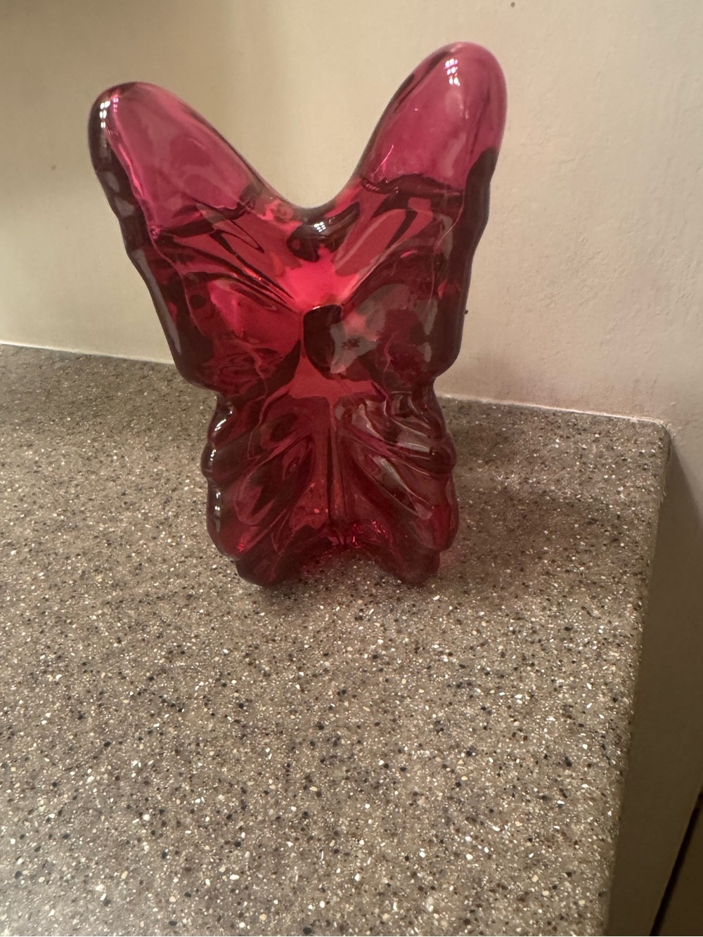 Red Glass Butterfly Accent Sculpture - Unbranded